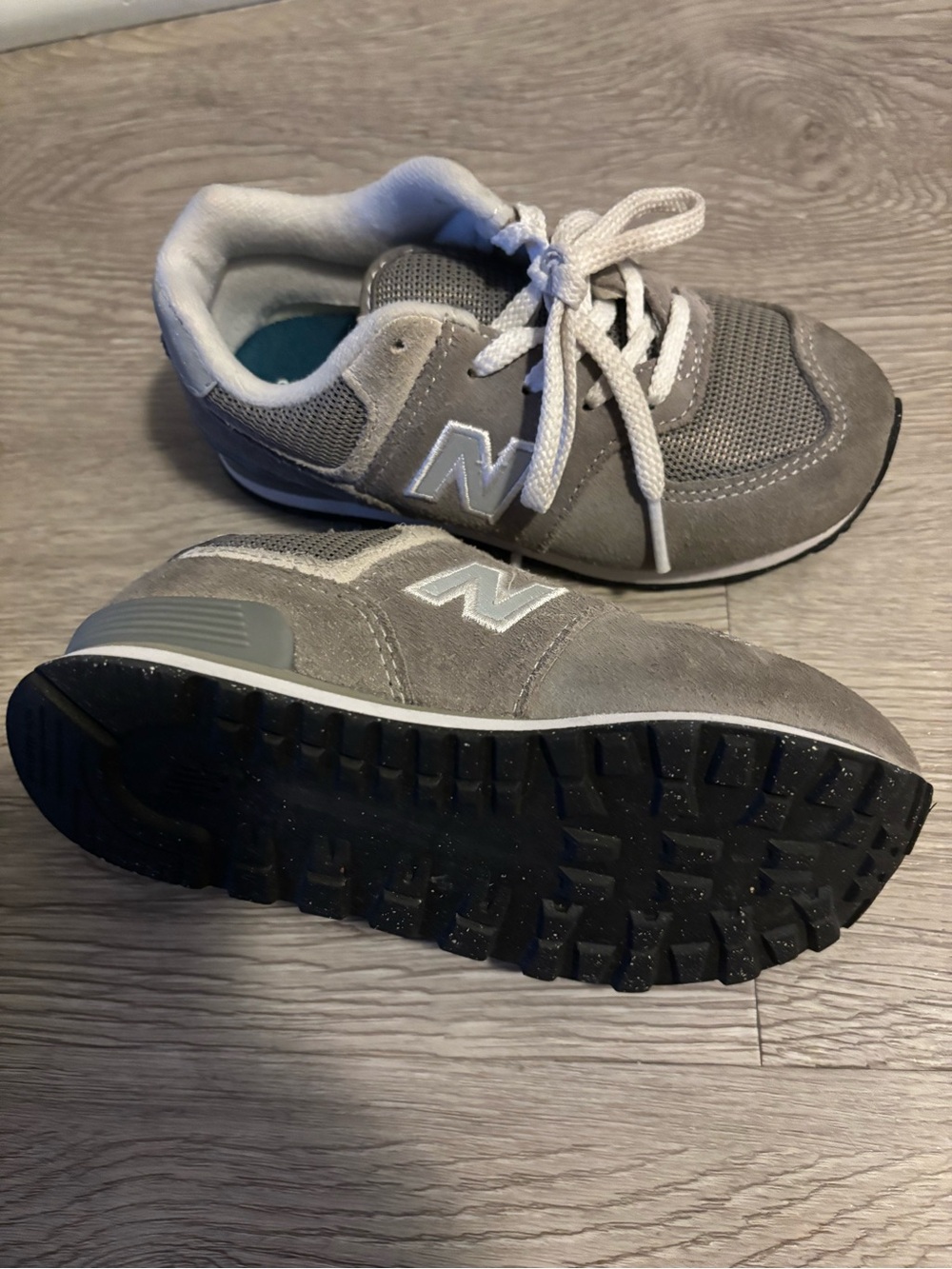 New Balance Kids Gray Lace-Up Sneakers with White Accents